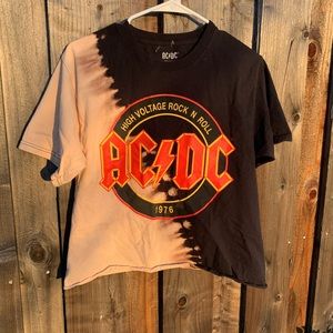 AC/DC Vintage Bleach dyed cropped Band T-shirt
